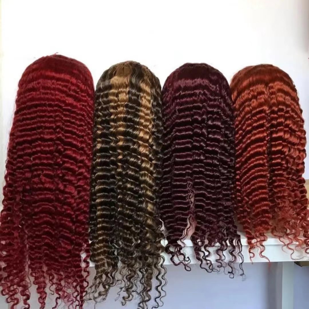 Free Sample Deep Wave Human Hair Wigs Raw Vietnamese Hair Deep Curly Lace Front Wig