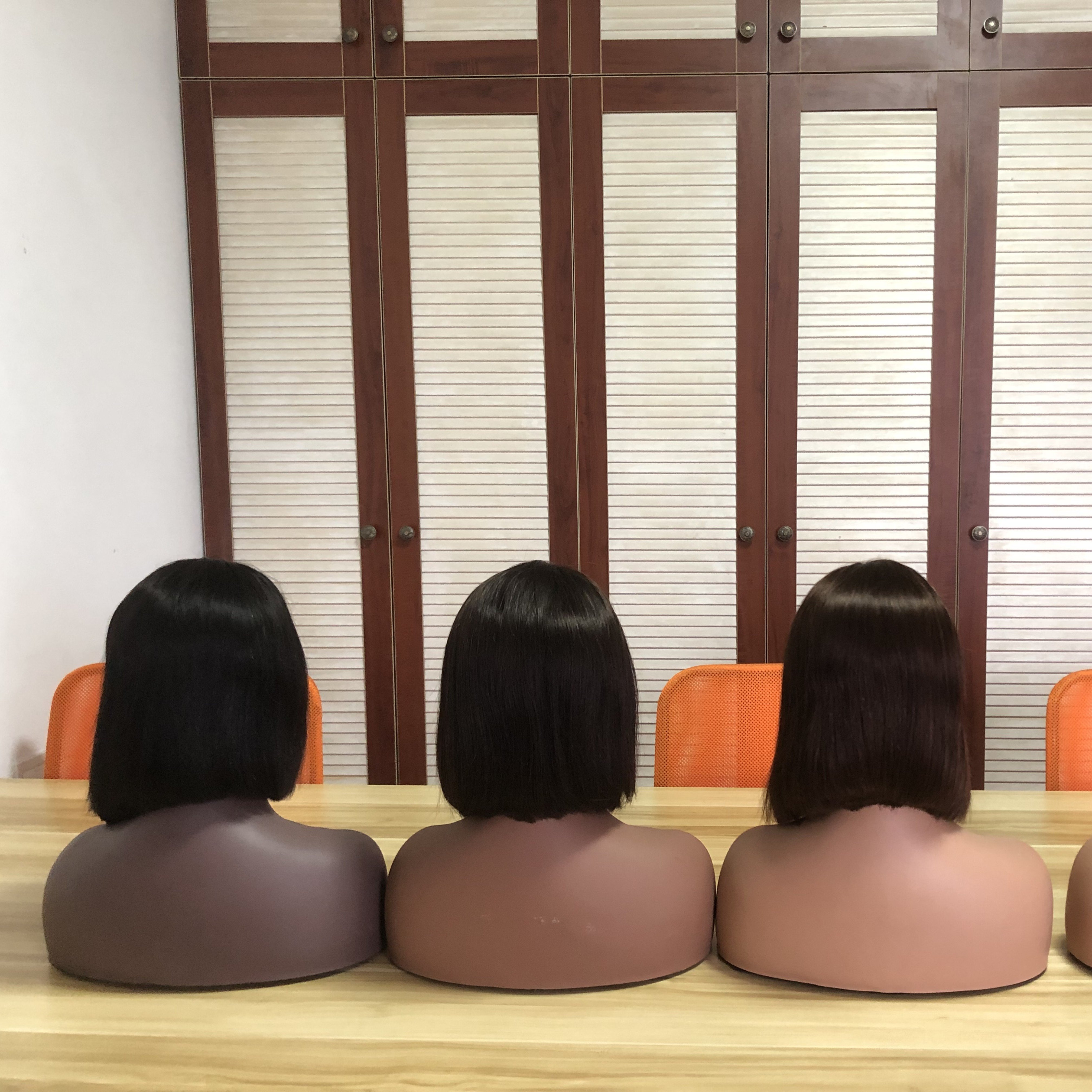 AU ready to ship Woman Wig 100% Human Hair Remy Straight Brazilian Hair machine made 4X4 Bob Wigs with Air Bangs