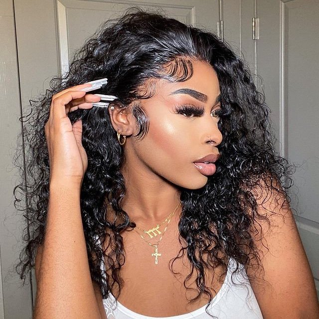 32 Inch Water Wave Wigs Human Hair Wigs 360 Waterwave Wig Front Real Brazilian Lace with Baby Hair Colours Pre Plucke 26 Inch