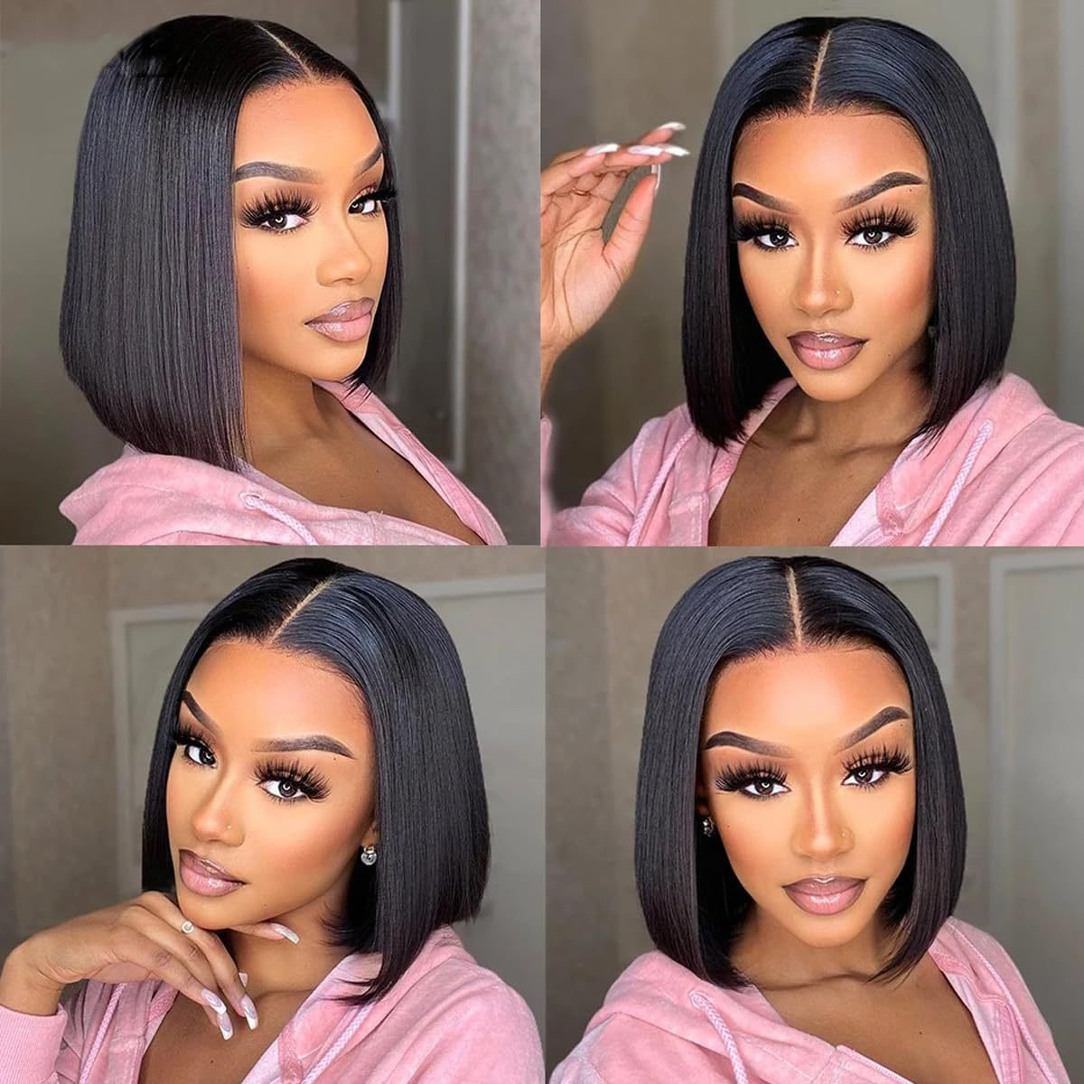 Hot Sale High Quality 12A 13x4 Lace Frontal Straight Natural Black Bob 100% Human Hair Wigs For Black Women