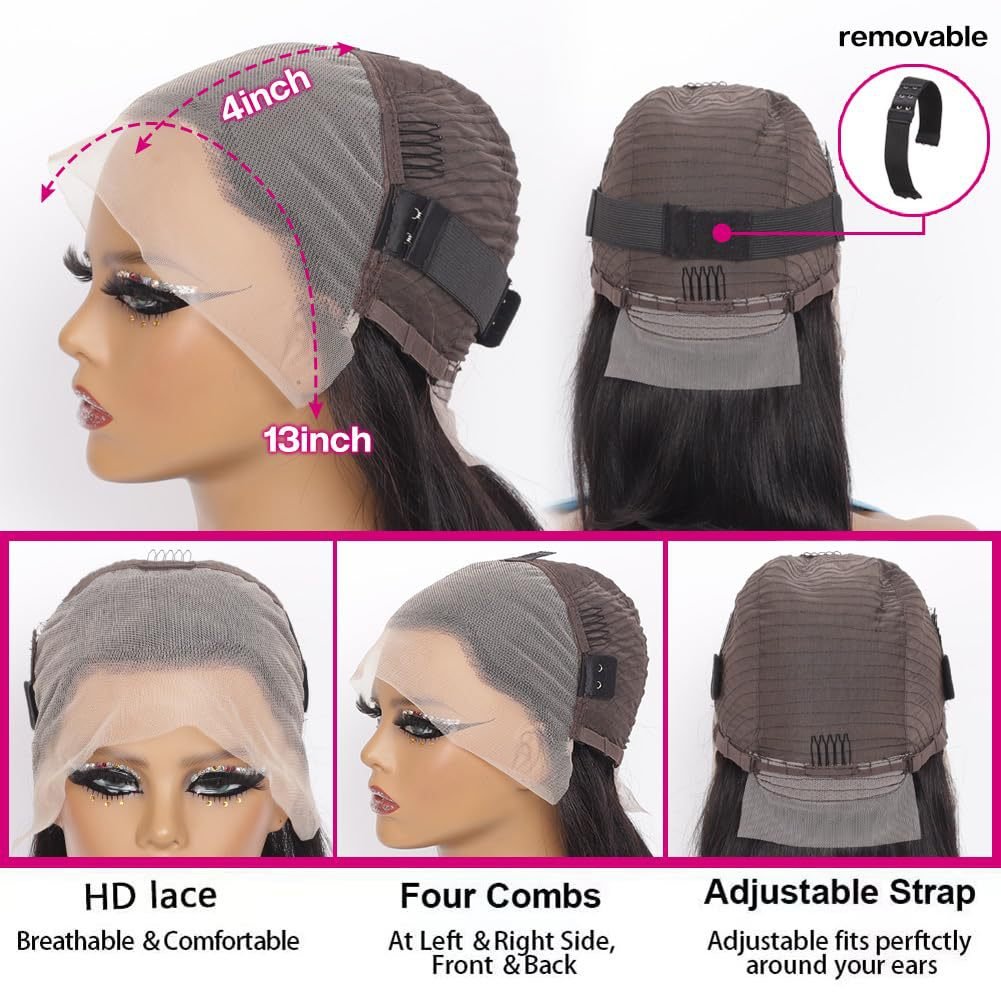 Hot Sale High Quality 12A 13x4 Lace Frontal Straight Natural Black Bob 100% Human Hair Wigs For Black Women