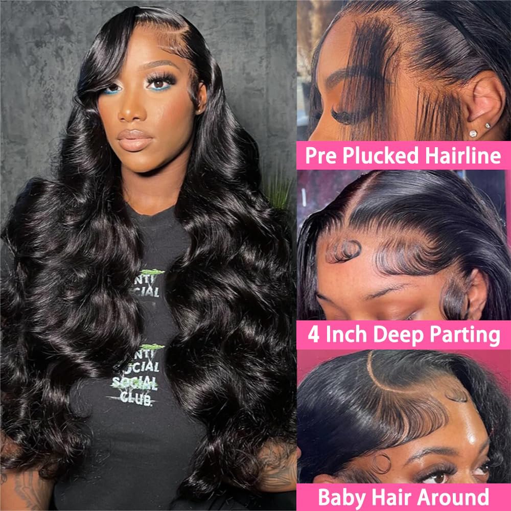 Ready to Ship Brazilian Virgin Hair Body Wave 180% Preplucked 13x4 Transparent Full Lace Front Wigs Human Hair For Black Women