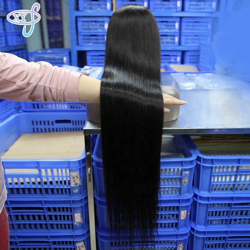 Wholesale Water Waves Remy Virgin Brazilian Human Hair Vendors Transparent Lace Front Half Lace Straight Wigs for Black Woman