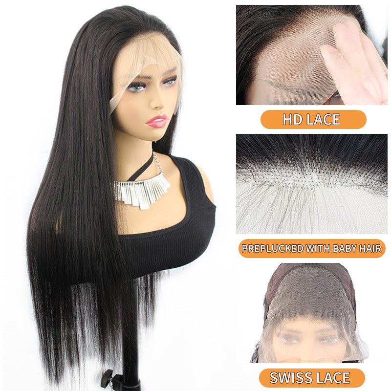 Bulk high density ready to ship top sell trending online vendor premier virgin thin hd lace black wavy human hair wig brazilian