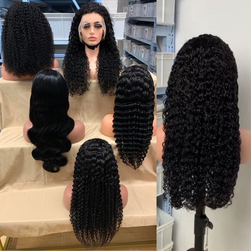 13x6 Jerry Curly Lace Front Human Hair Wig Wholesale Ready to Be Shipped Wigs for Black Women 10 to 34 Inch Natural Color Wigs