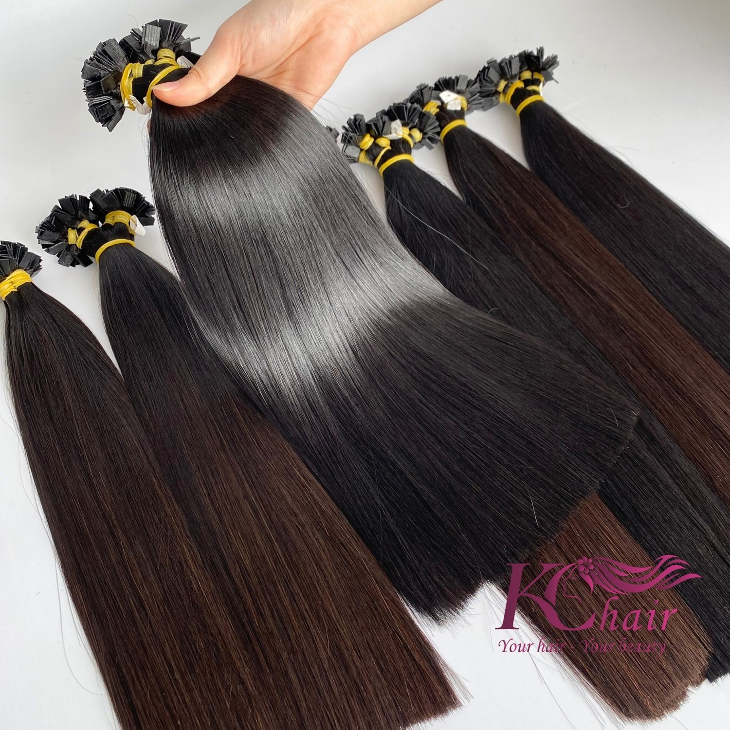 Luxury Flat Tip Hair Bone Straight Black Color Remy Hair From KChair Vietnam Mink Vietnamese Raw Hair Extensions