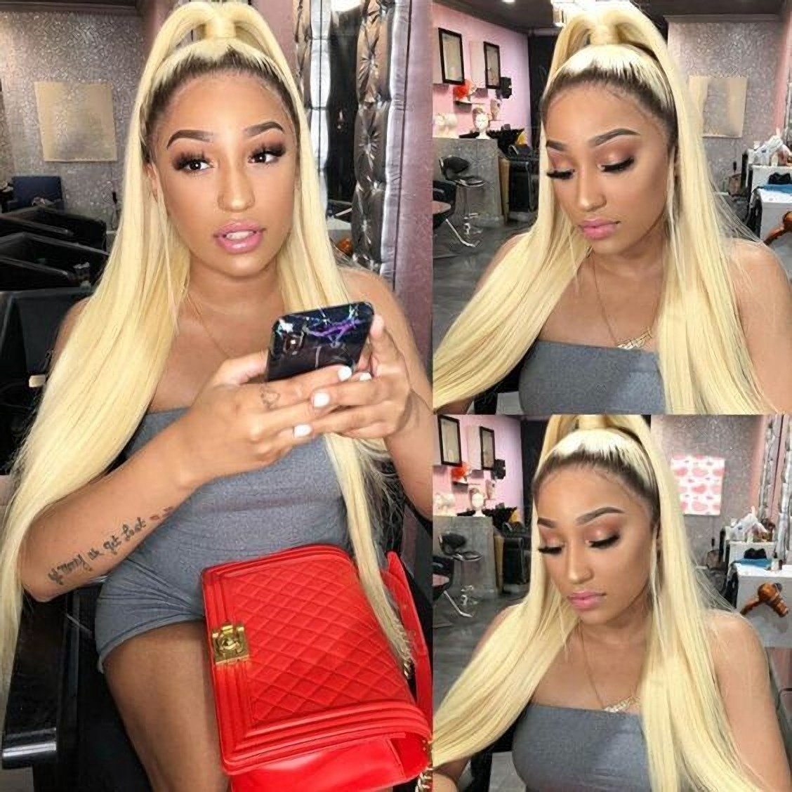 30 Inch Blonde Ombre With Dark Roots Straight 360 Full Lace Frontal Wig with Baby Hair Glueless 210Density Ombre Human Hair Wigs