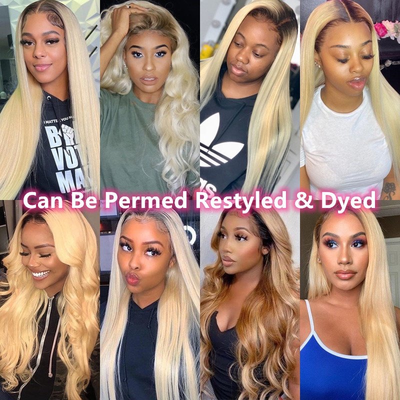 30 Inch Blonde Ombre With Dark Roots Straight 360 Full Lace Frontal Wig with Baby Hair Glueless 210Density Ombre Human Hair Wigs