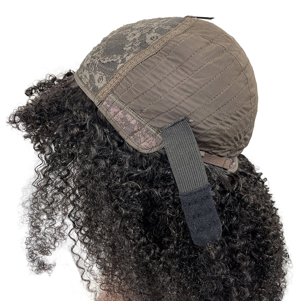 Cheap Price Afro Kinky Curly Wig With Bangs Machine Made Wigs For Black Women Brazilian Curly T Part Human Hair Wigs
