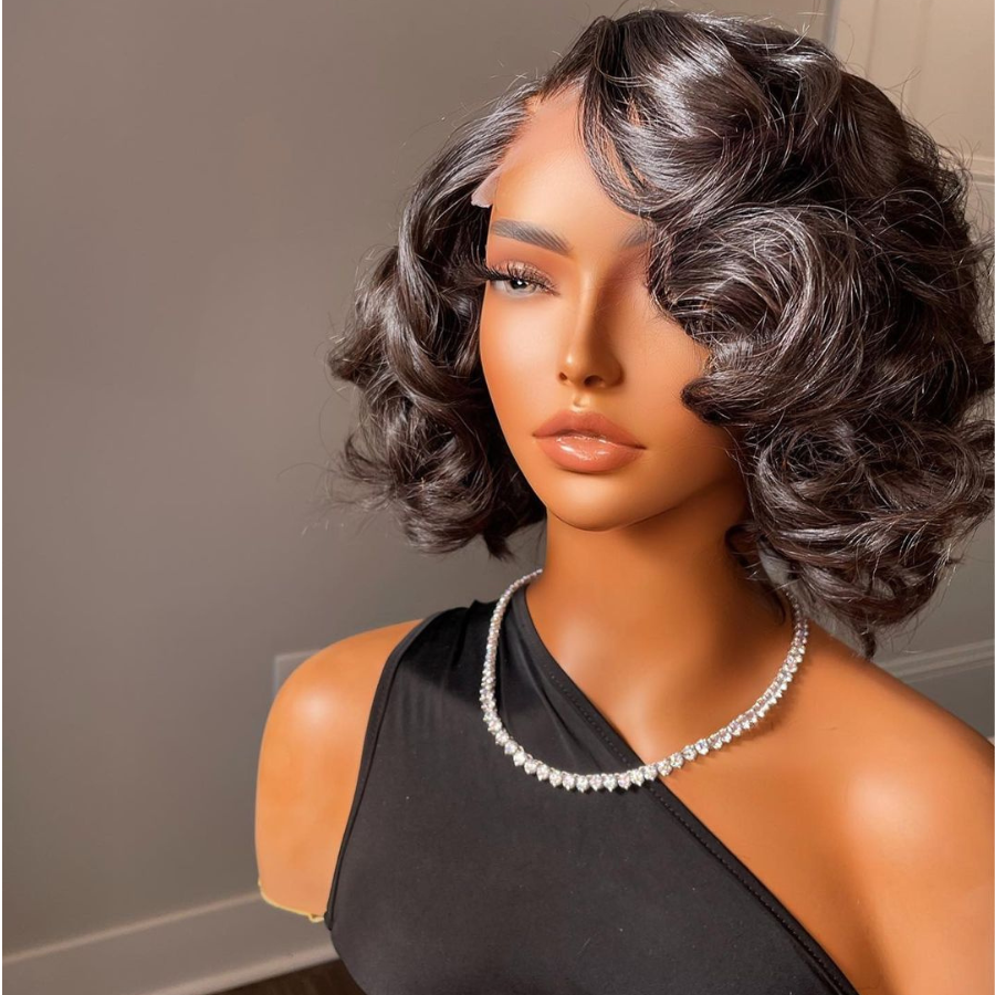 Short Body Wavy Bob Wig 13*4/4*4 Human Hair Lace Front Bob Wigs