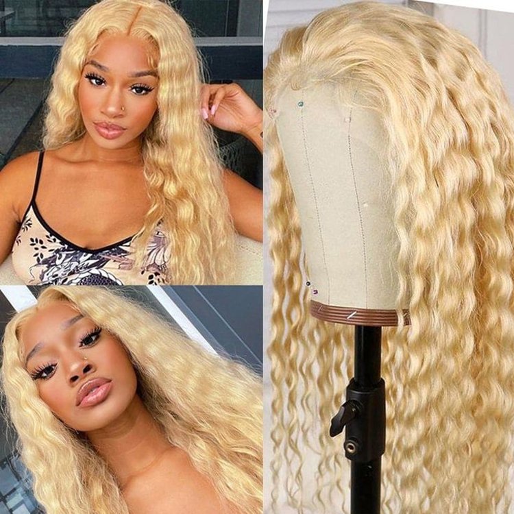 30 Inch Raw Virgin Deep Wave 613 Blonde Hd Lace Front Wig 13x4 Curly Transparent Lace Frontal Human Hair Wig 613 Full Lace Wig
