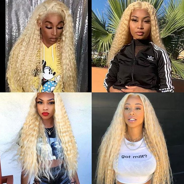 30 Inch Raw Virgin Deep Wave 613 Blonde Hd Lace Front Wig 13x4 Curly Transparent Lace Frontal Human Hair Wig 613 Full Lace Wig
