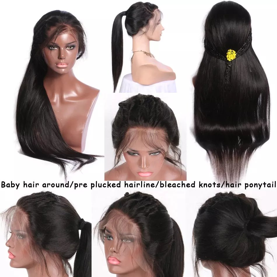 Drop shipping Raw Indian Virgin 180% Density Human Hair Hd Full Lace Frontal Wig Natural Transparent Lace Front Human Hair Wigs