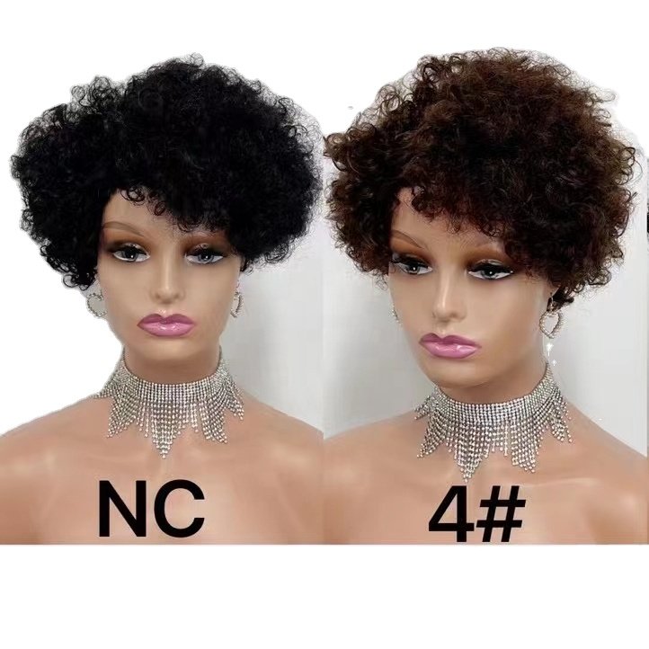 6inch Wig none Lace Front Human Hair Wigs for black water wave wigs