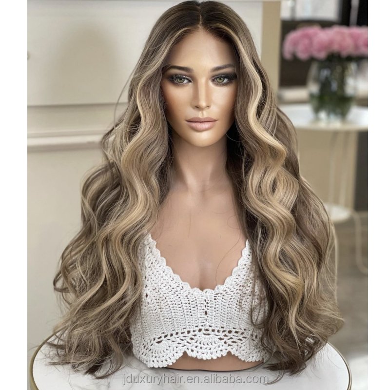 Raw russian human hair HD Invisible 13x6 Lace Frontal Wig Perruque Raw Ash Blonde loose wave jewish Wigs With Elastic Band
