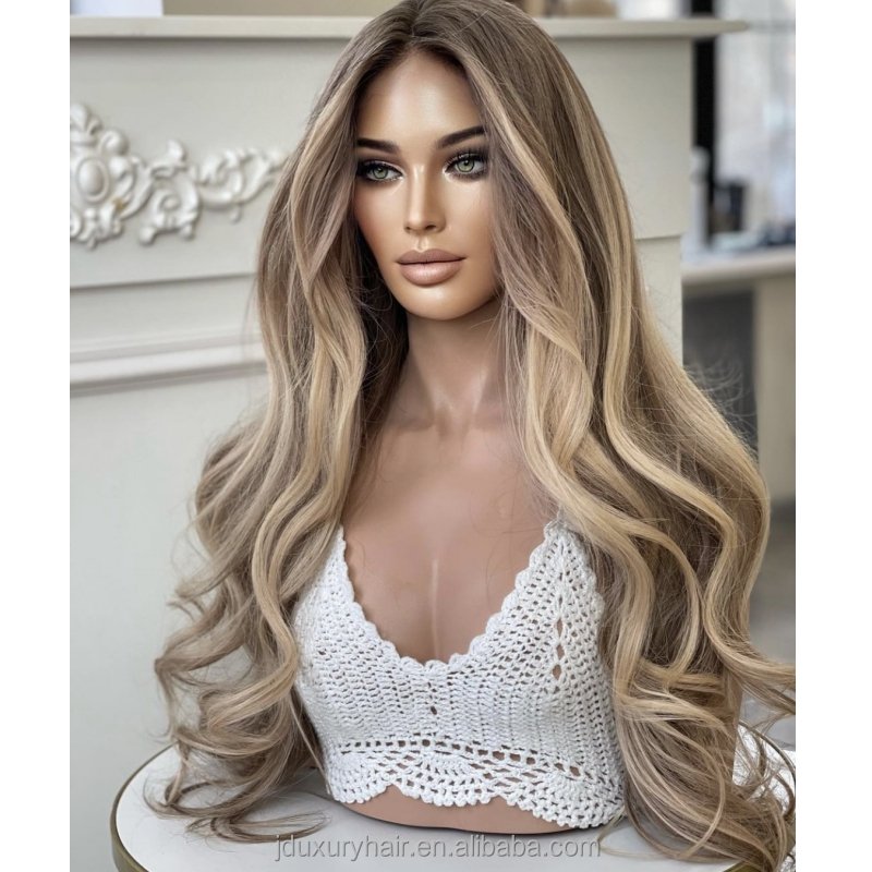 Raw russian human hair HD Invisible 13x6 Lace Frontal Wig Perruque Raw Ash Blonde loose wave jewish Wigs With Elastic Band