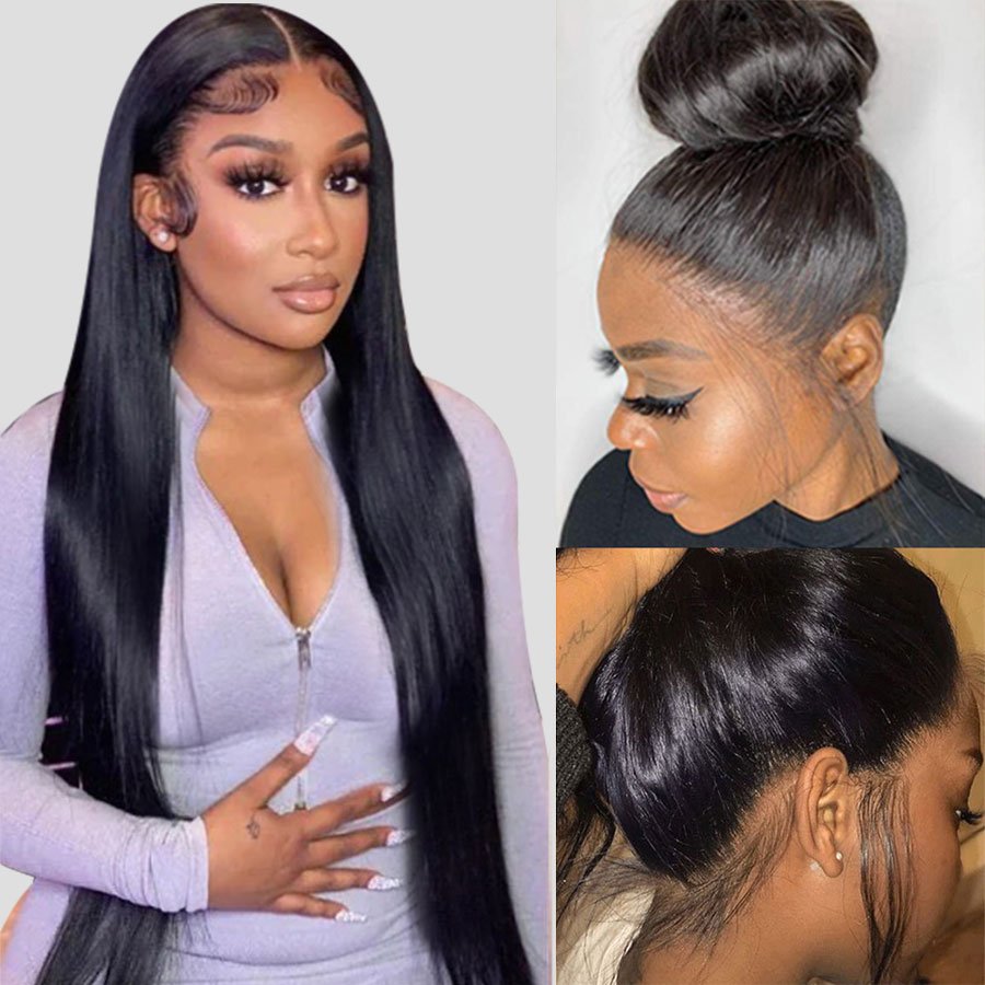Straight Human Hair 360 Lace Frontal Wig Hd Transparent Lace Frontal Wigs Remy Brazilian Human Hair Wigs for Black Women