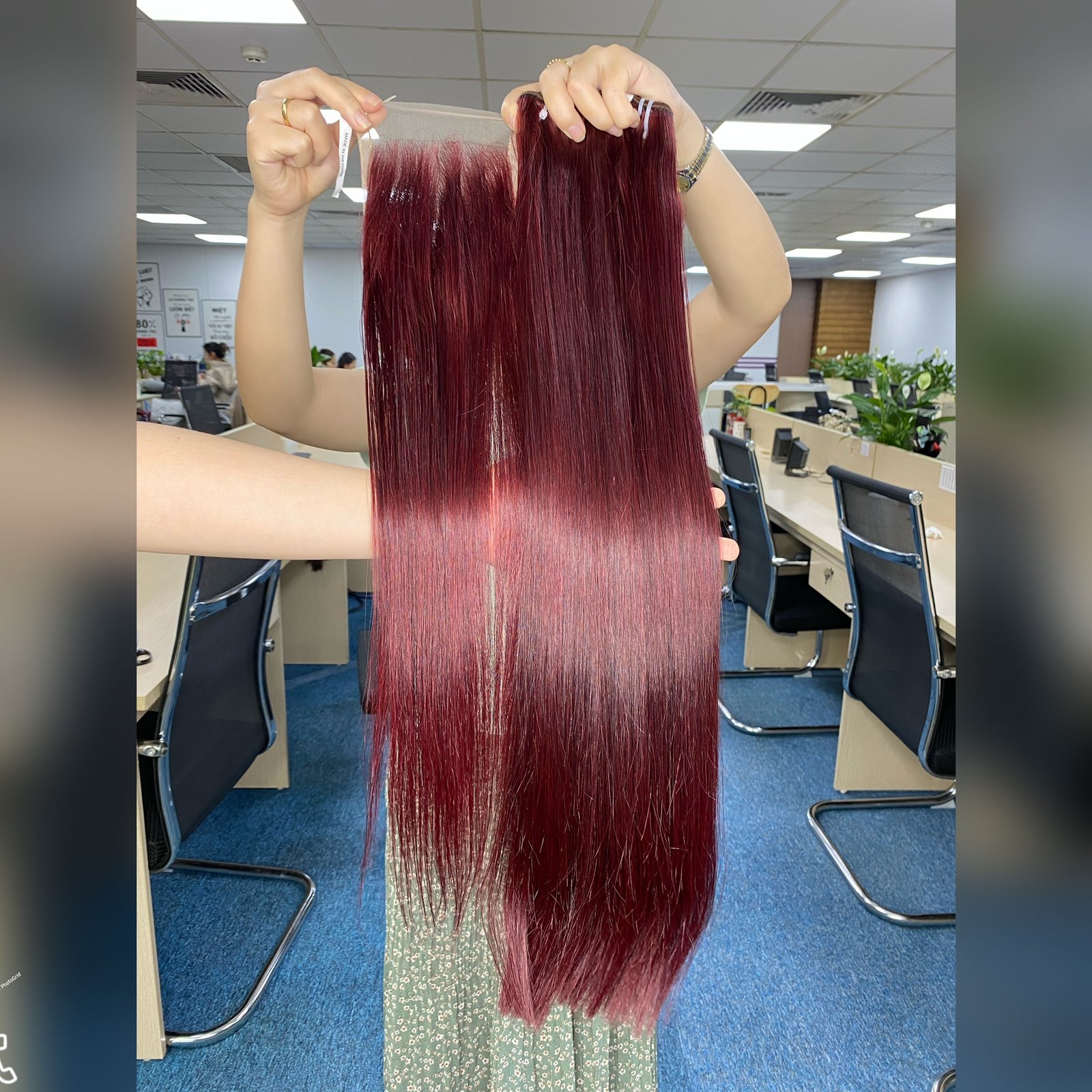 Long lengths 10 to 30 inches Vietnamese burgundy red straight human hair extensions wholesale prices