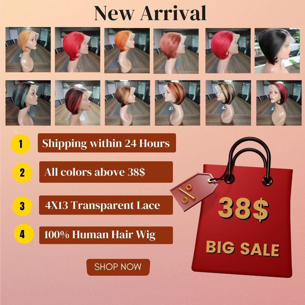 Short Bob Piano Color Pixie Cut Lace Front Wigs for Black Women,Perruque Colored Straight Pixie Cut Human Hair Wigs