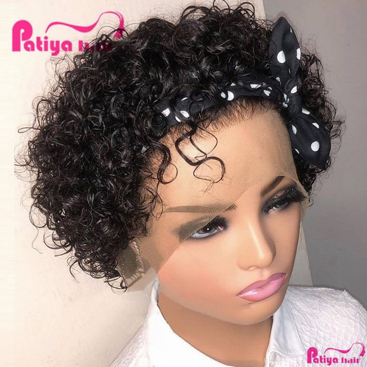 Pixie Lace Wig With Baby Hair Bleached Knots 13x1 Lace Frontal Short Curly Wigs Bob Style Perruque Pixie Cut Human Hair Wigs