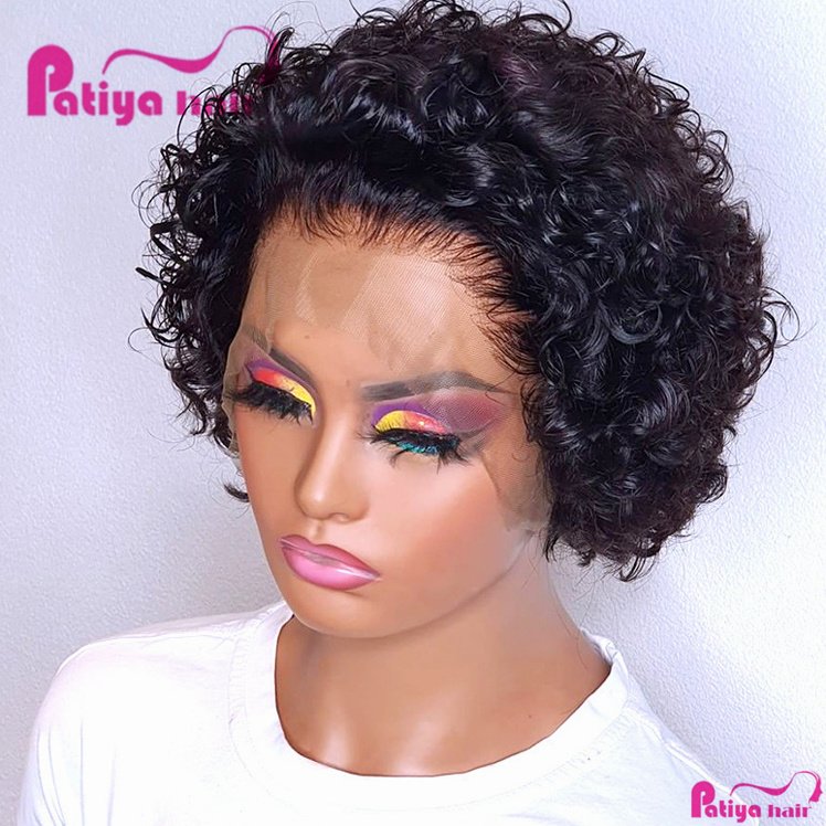 Pixie Lace Wig With Baby Hair Bleached Knots 13x1 Lace Frontal Short Curly Wigs Bob Style Perruque Pixie Cut Human Hair Wigs