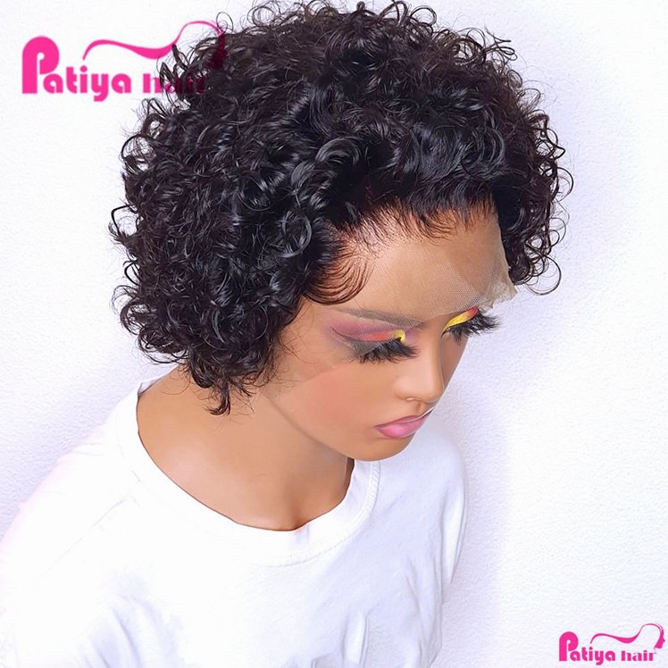 Pixie Lace Wig With Baby Hair Bleached Knots 13x1 Lace Frontal Short Curly Wigs Bob Style Perruque Pixie Cut Human Hair Wigs