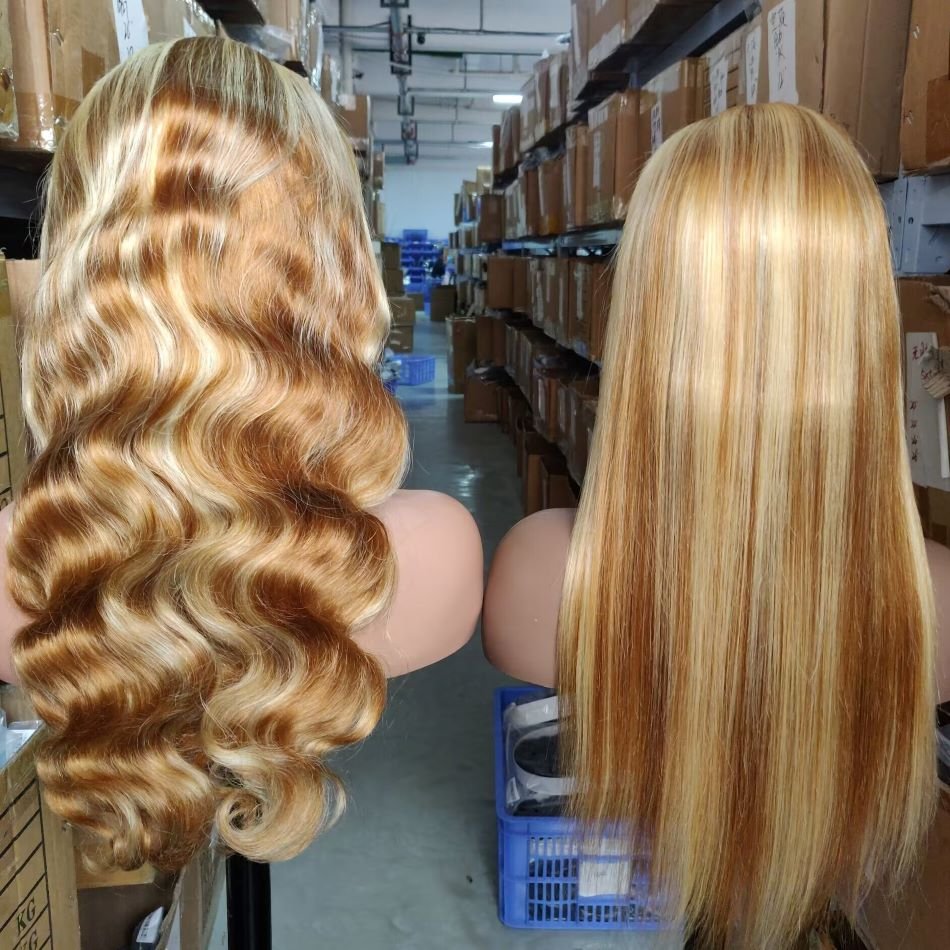 Honey Blonde Wig With Blonde Highlights 13x4 Body Wave P4/613 Mix Color Straight Lace Front Wig