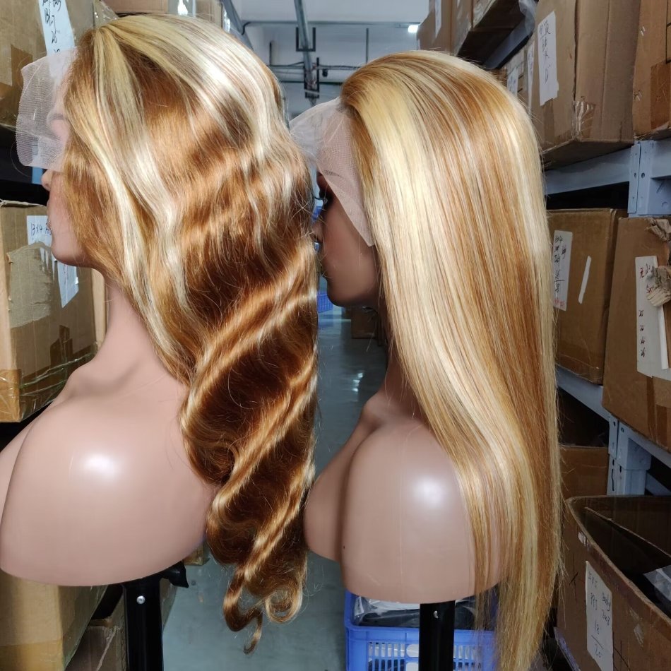 Honey Blonde Wig With Blonde Highlights 13x4 Body Wave P4/613 Mix Color Straight Lace Front Wig