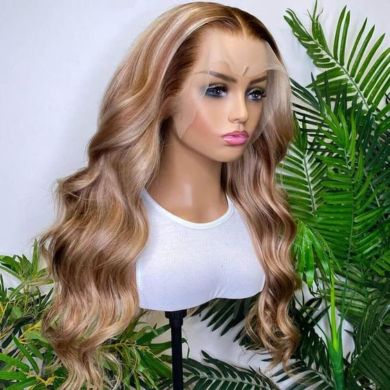 Honey Blonde Wig With Blonde Highlights 13x4 Body Wave P4/613 Mix Color Straight Lace Front Wig