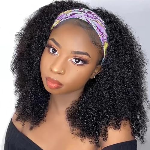 Factory Wholesale Cheap Headband Afro-Kinky Curly With Bang Short Human Hair Wig For Black Women Cheap Wig