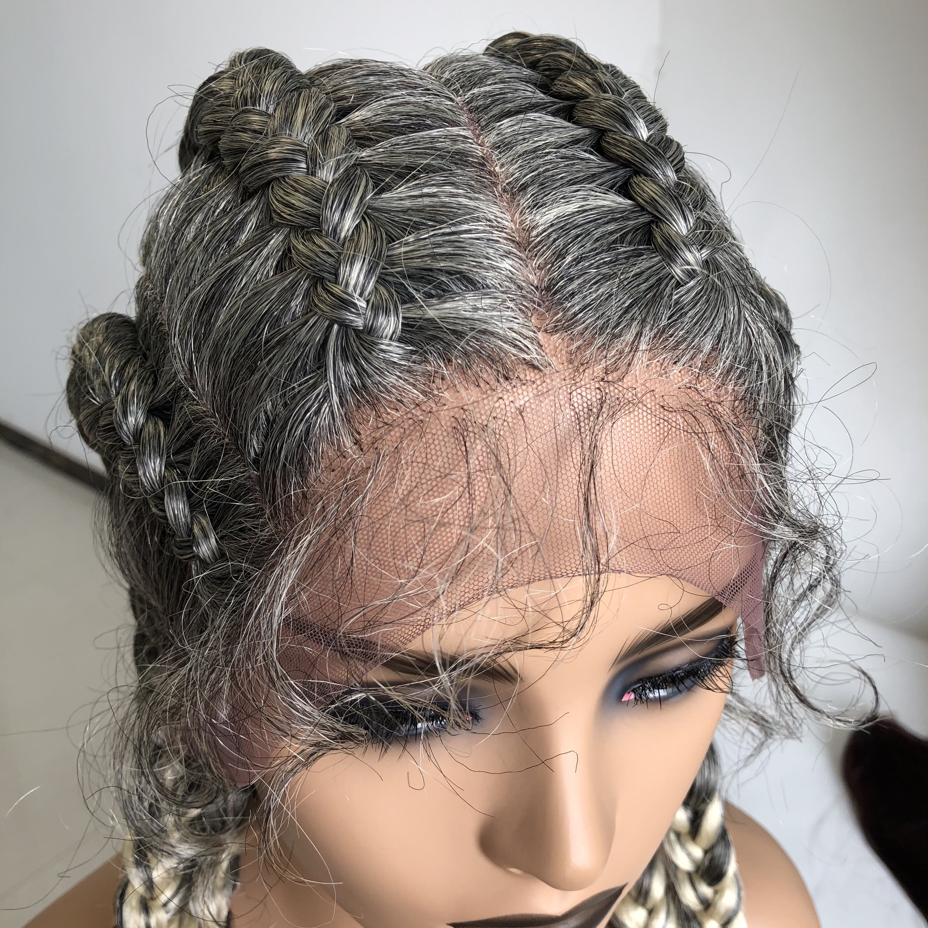 synthetic heat resistant premium high fiber high quality braided wig synthetic human hair wigs with transparent lace front wig