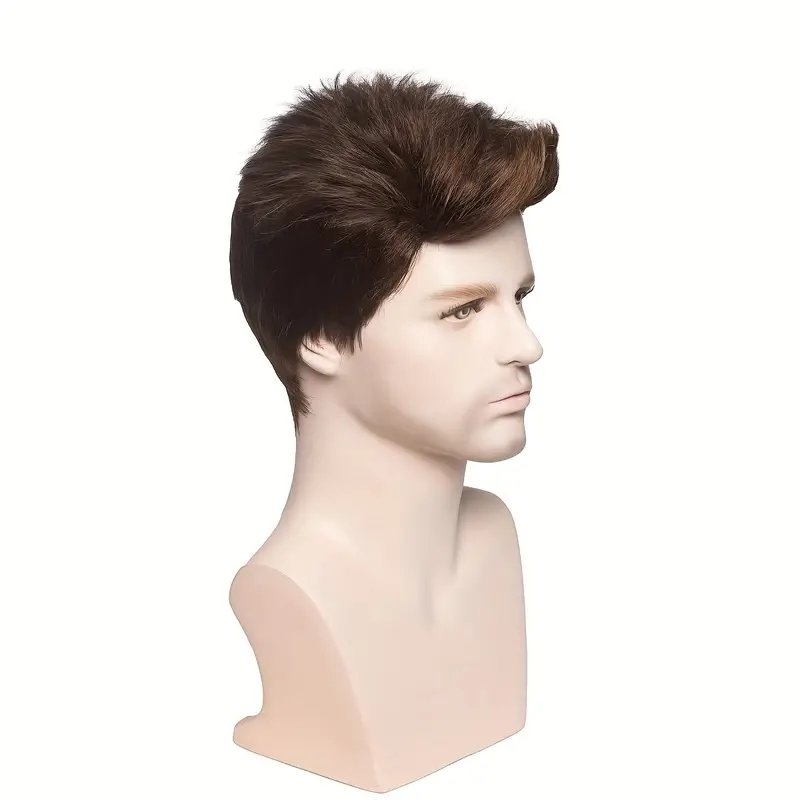 Wholesale Mens Short Brown Wig Cosplay Party Natural Synthetic Fiber Hair Replacement Wigs