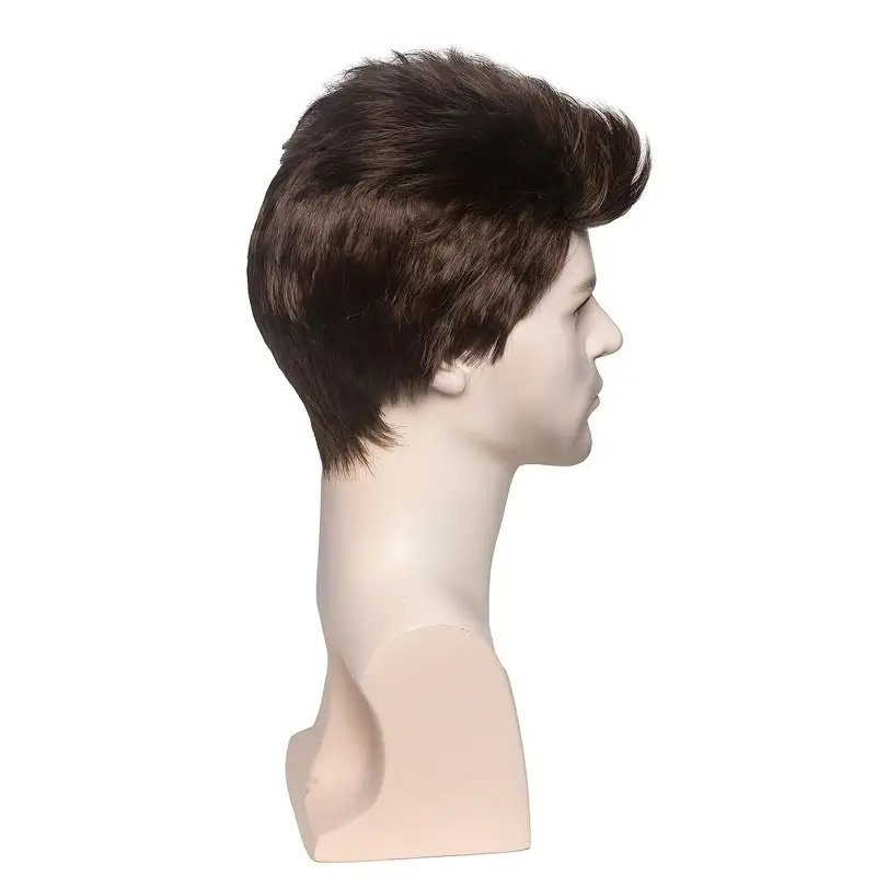 Wholesale Mens Short Brown Wig Cosplay Party Natural Synthetic Fiber Hair Replacement Wigs