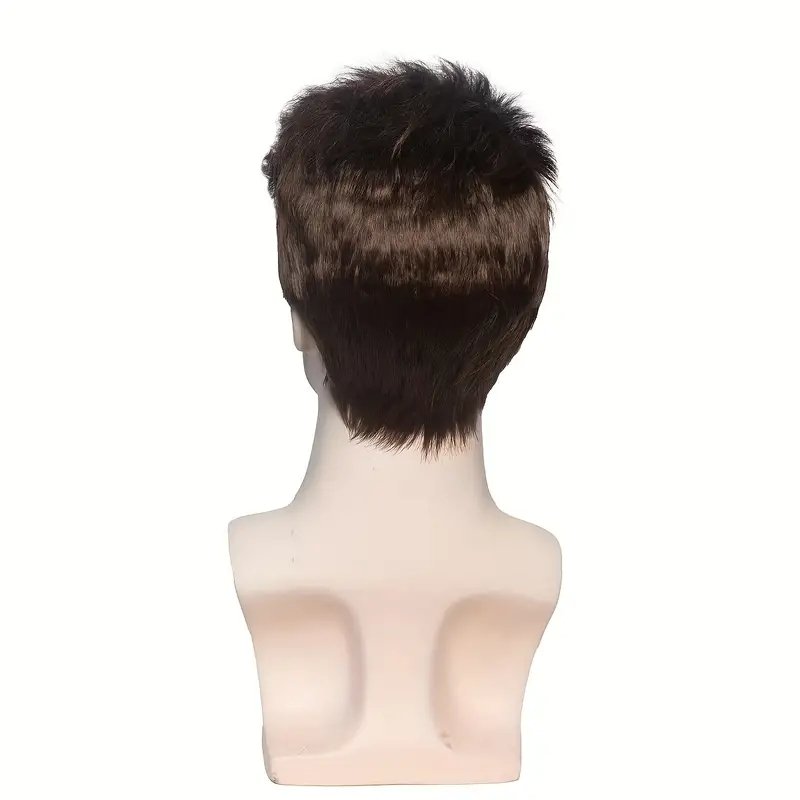 Wholesale Mens Short Brown Wig Cosplay Party Natural Synthetic Fiber Hair Replacement Wigs