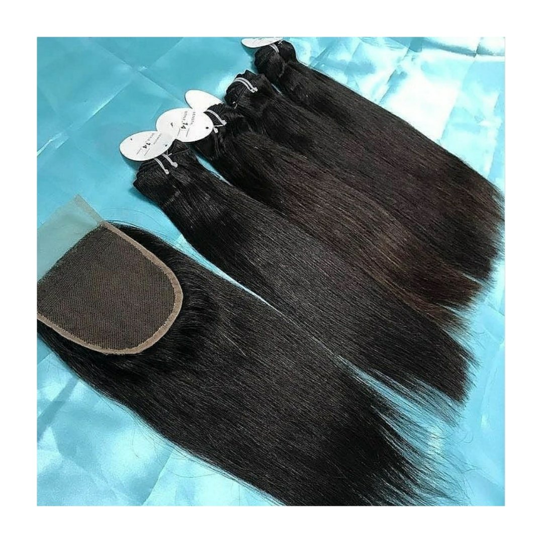 Full swiss transparent hd lace human hair wig lose wave raw indian bundles and closure set