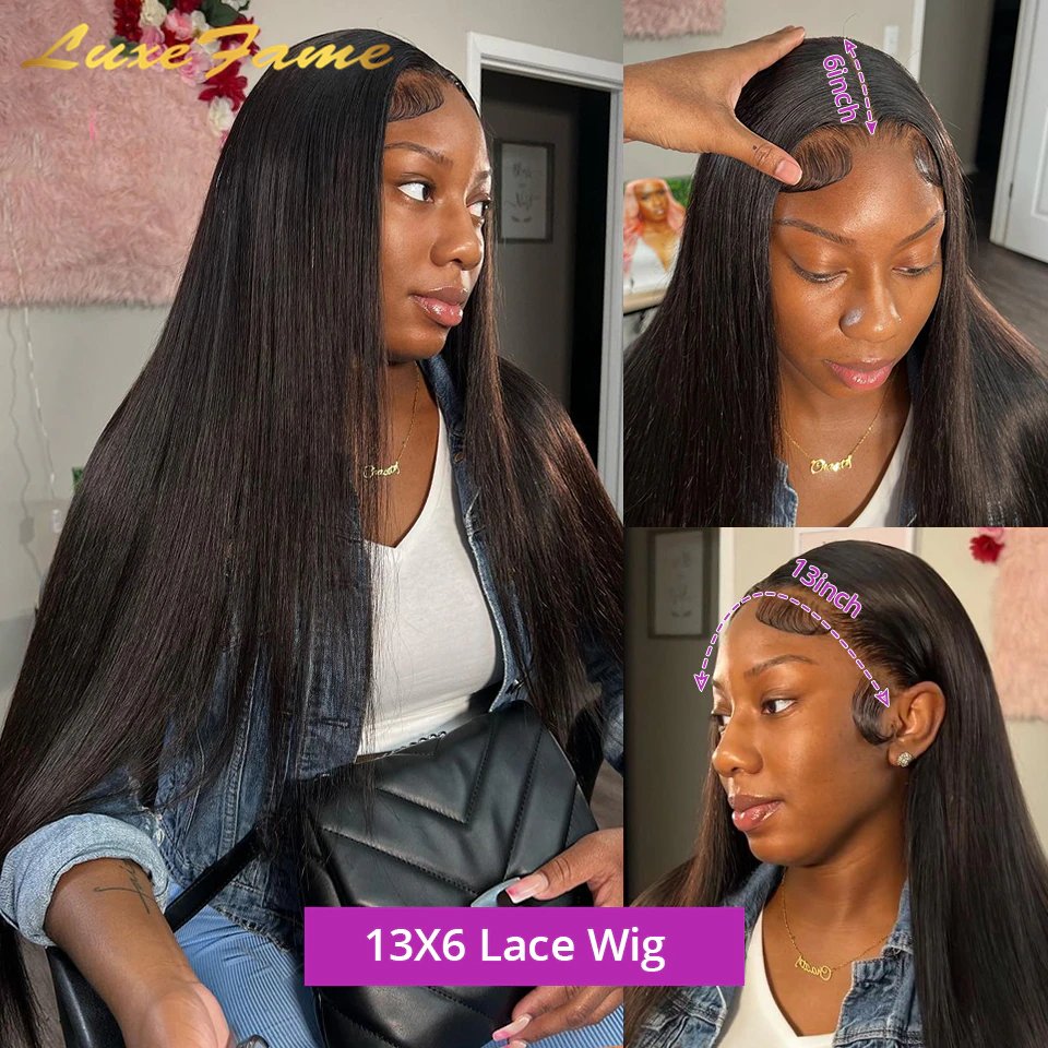 40 Inch 13x4 13x6 Indian Natural Bone Straight Human Hair Wig ,100% Virgin HD Full Lace Front Human Hair Wigs For Black Women