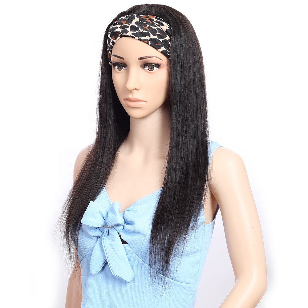 Antimi hair product Wholesale 22 inch Straight Headband Wig 150 180 250 Density Brazilian Virgin Human Hair wigs for black women