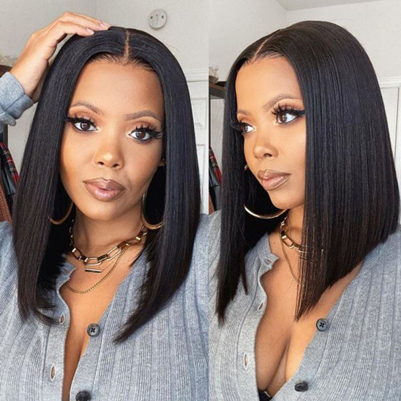 Wholesale 12A Brazilian Bob 13*4 Frontal Lace Wig 200% Density Silk Straight Human Hair Wigs