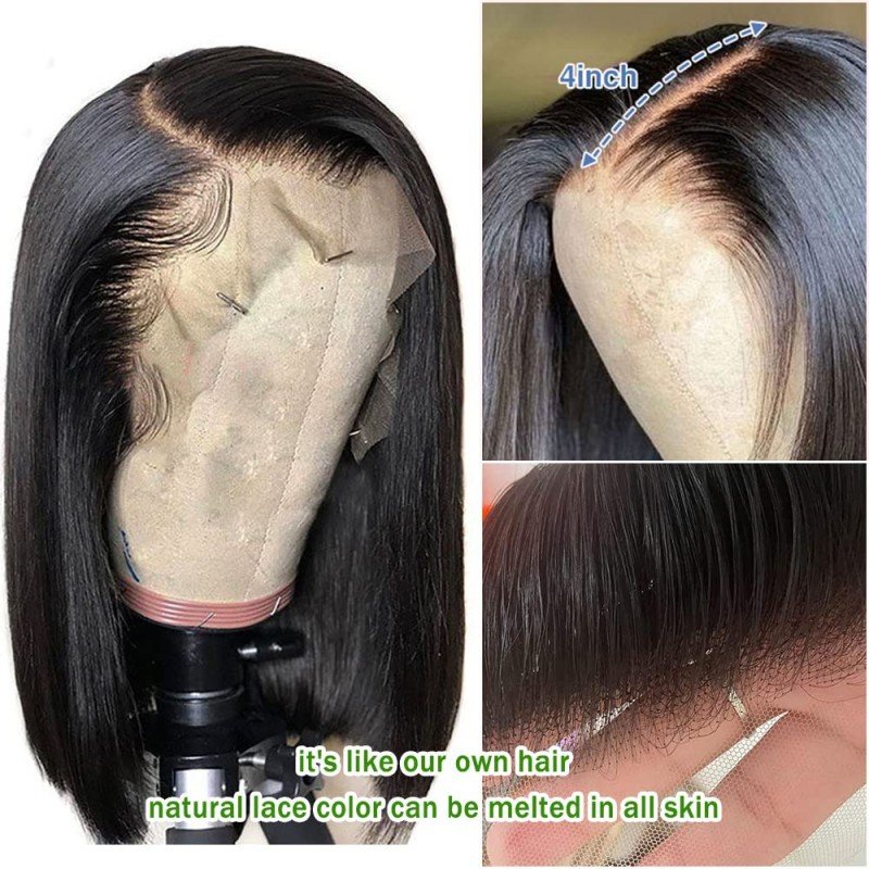 Wholesale 12A Brazilian Bob 13*4 Frontal Lace Wig 200% Density Silk Straight Human Hair Wigs
