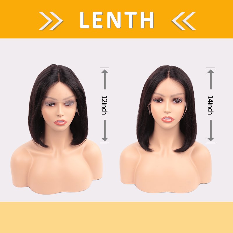Cheap Short Bob Full Machine Made Human Hair Wig 12-14 Inch Mink Brazilian Hair Wig for Black Women Long Lace Front Wigs 12"-14"
