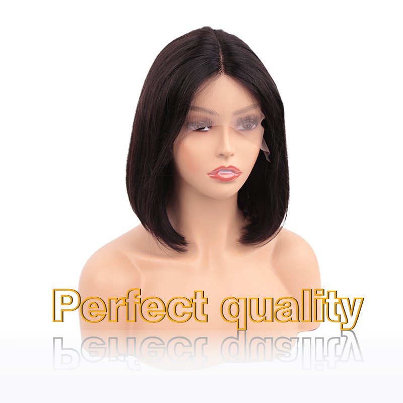 Cheap Short Bob Full Machine Made Human Hair Wig 12-14 Inch Mink Brazilian Hair Wig for Black Women Long Lace Front Wigs 12"-14"