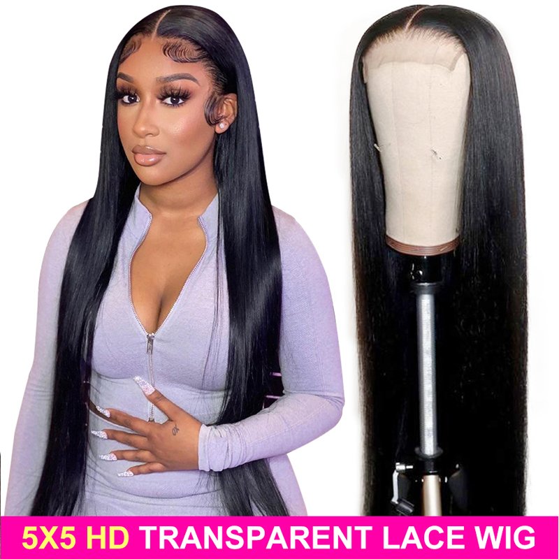 Lace Wig Straight Human Hair Wigs 5x5 Transparent HD Lace Closure Human Hair Wig For Women