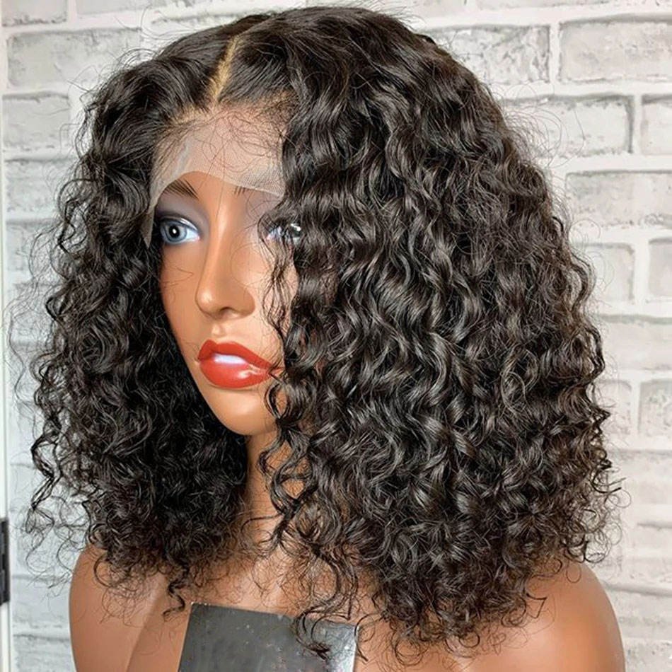 Wholesale Short Curly Bob Wear And Go Glueless Human Hair Wigs 8 10 Inch Color Bob Wig HD Full Frontal Lace Wigs For Black Women