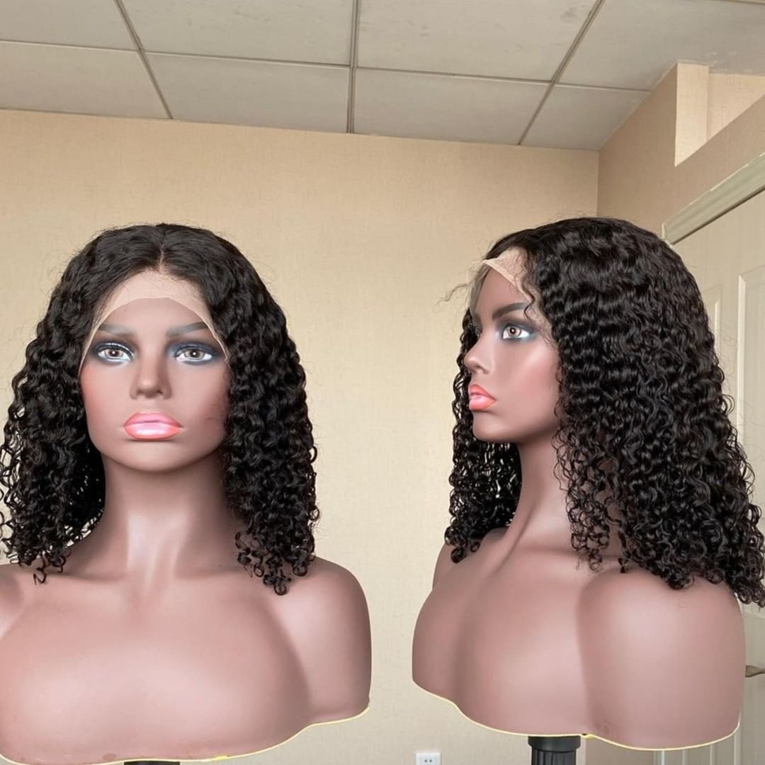 Wholesale Short Curly Bob Wear And Go Glueless Human Hair Wigs 8 10 Inch Color Bob Wig HD Full Frontal Lace Wigs For Black Women