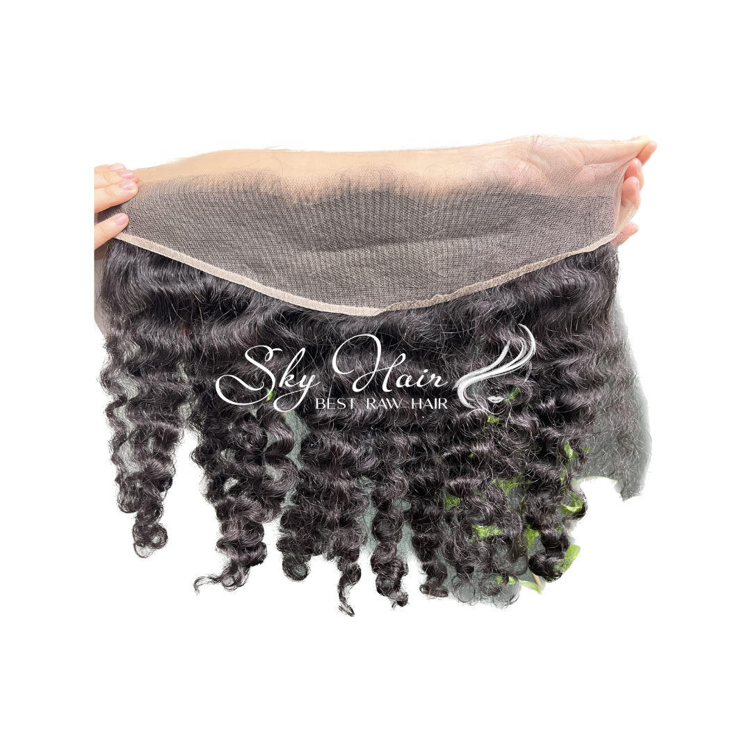 100 % raw Wholesale 13x6 13x4 HD Lace Frontal, Thin HD Lace Frontal Closure, Raw Burmese Curly Human Hair from Sky Hair Instock