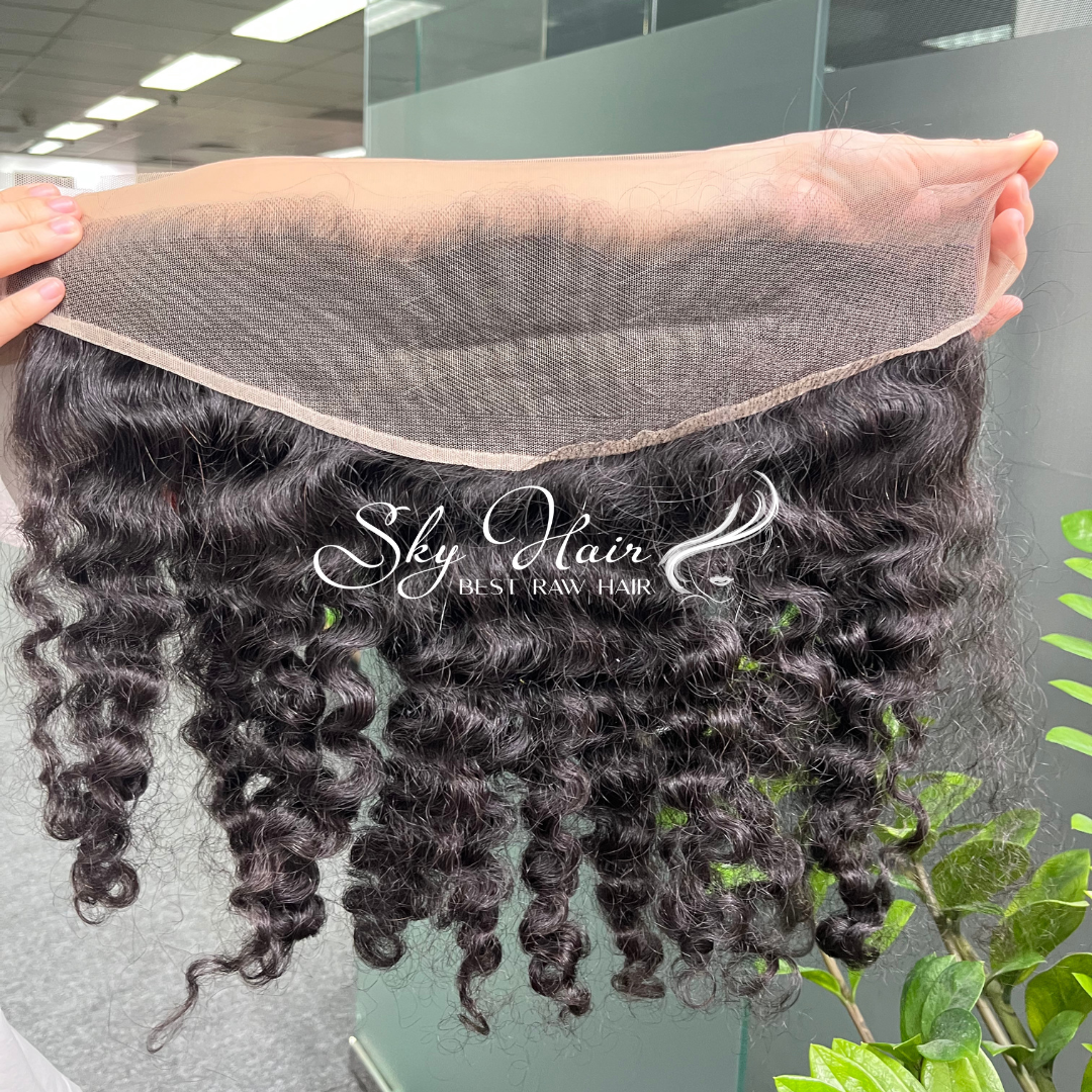 100 % raw Wholesale 13x6 13x4 HD Lace Frontal, Thin HD Lace Frontal Closure, Raw Burmese Curly Human Hair from Sky Hair Instock
