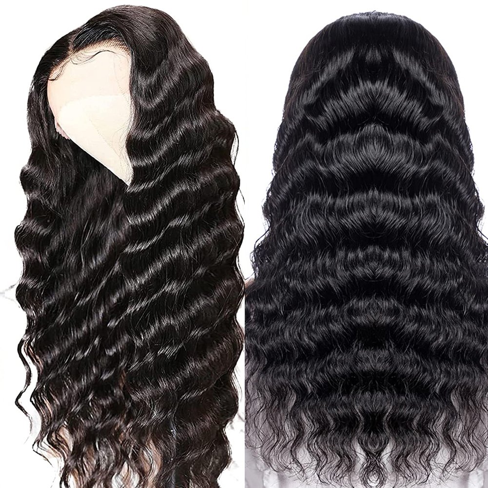 Brazilian Human Hair Lace Front Wigs For Black Women Body Deep Wave Virgin Hair Wig Natural Preplucked Hairline Lace Frontal Wig
