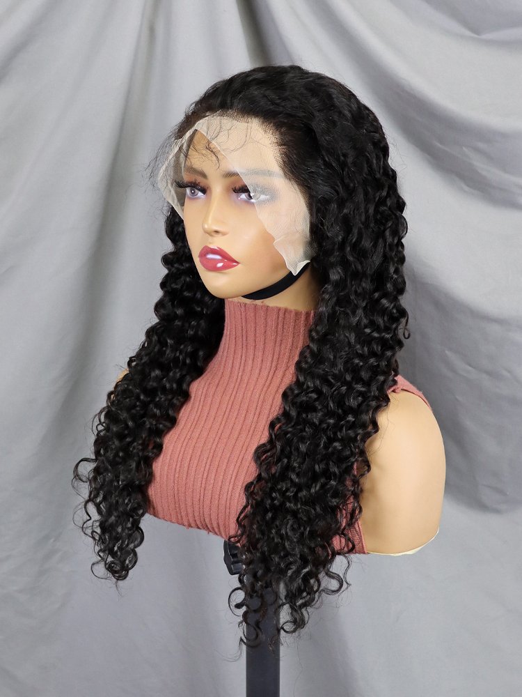 Raw Indian Hair Lace Front Wig Virgin Cuticle Aligned 100% Glueless Full Lace Frontal Water Wave Human Hair Wig For Black Women