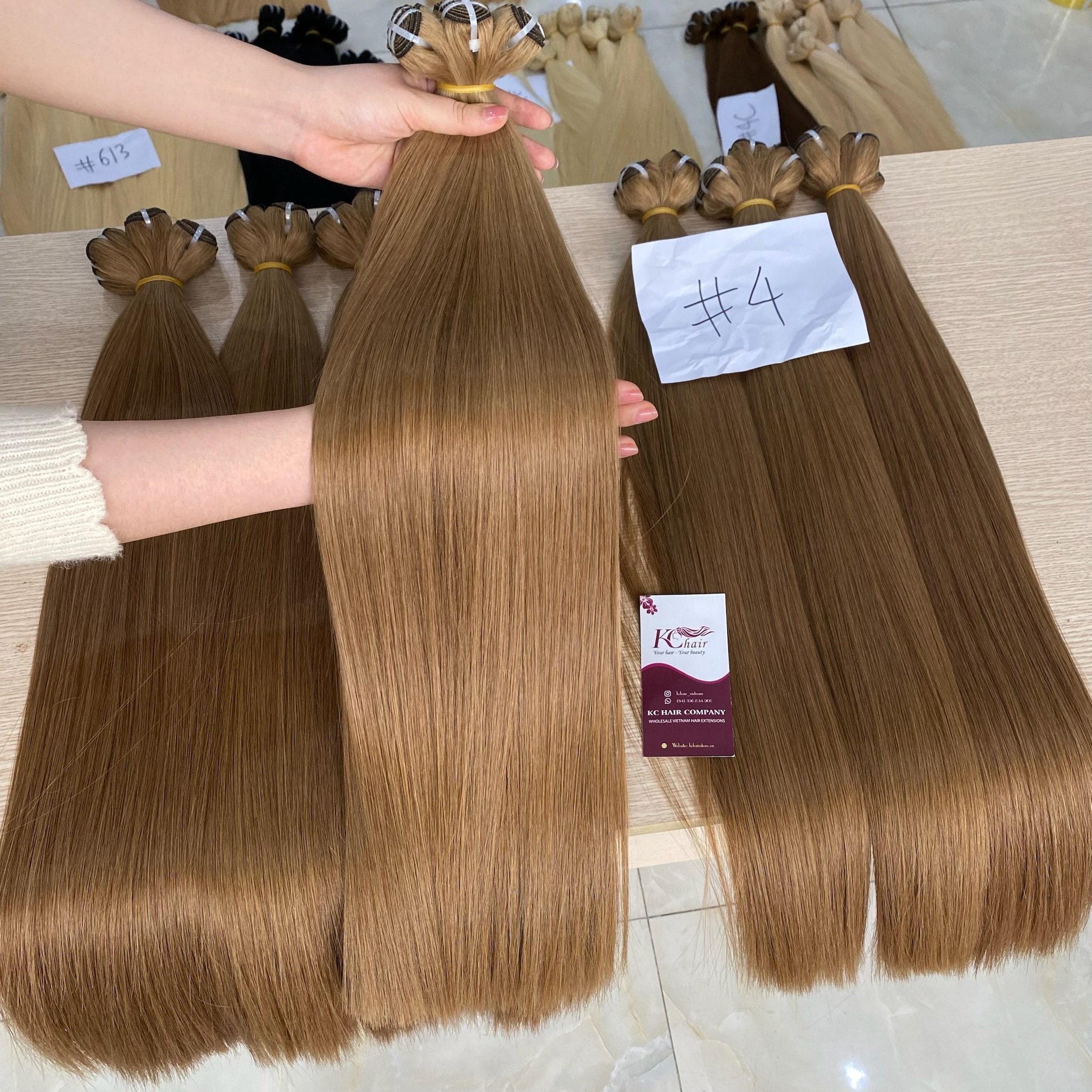 Hot Sale Raw #4 Brown Color Seamless Weft 100% Vietnamese Human Hair Super Double Drawn Genius Weft Hair