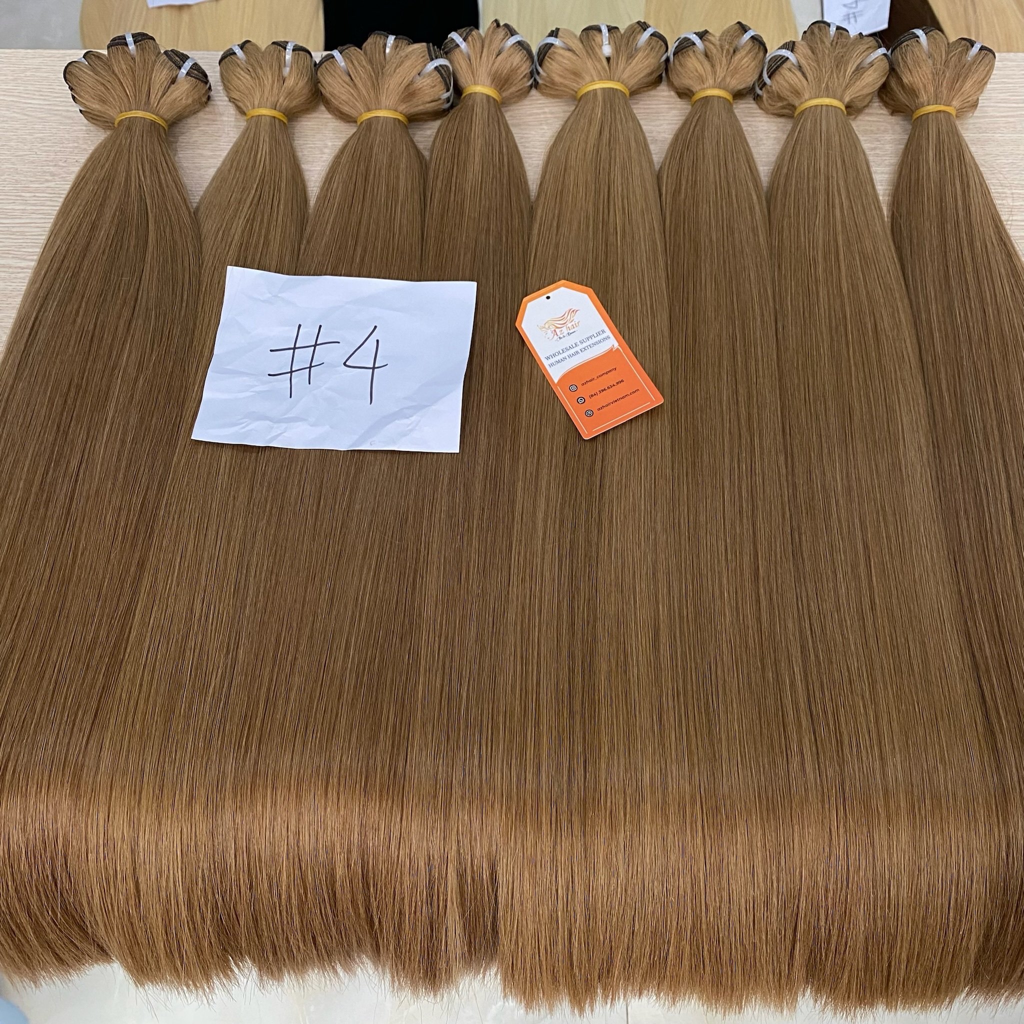 Hot Sale Raw #4 Brown Color Seamless Weft 100% Vietnamese Human Hair Super Double Drawn Genius Weft Hair